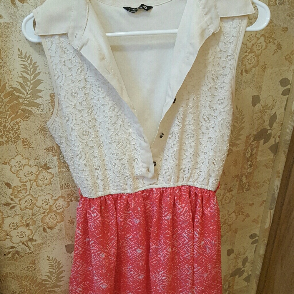 Light orange and white designed dress