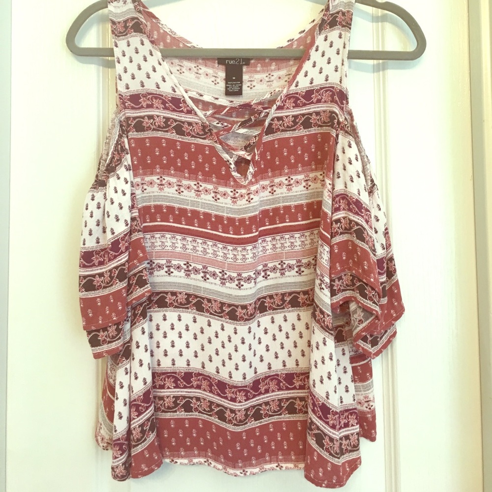 Print Open Shoulder Top