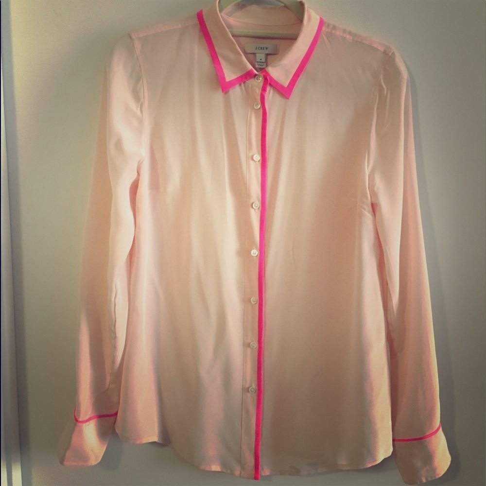 J.Crew Pink Silk Button Down