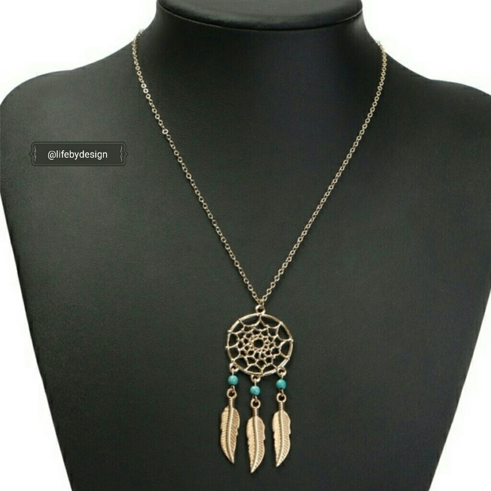 Feathered Tassel Dream-catcher Pendant Necklace