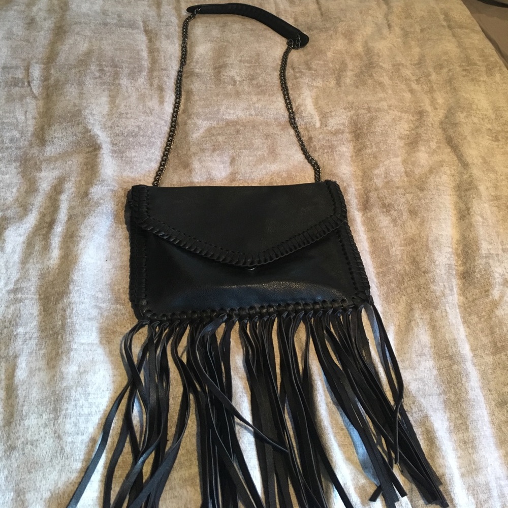 Black Fringe Envelope Bag
