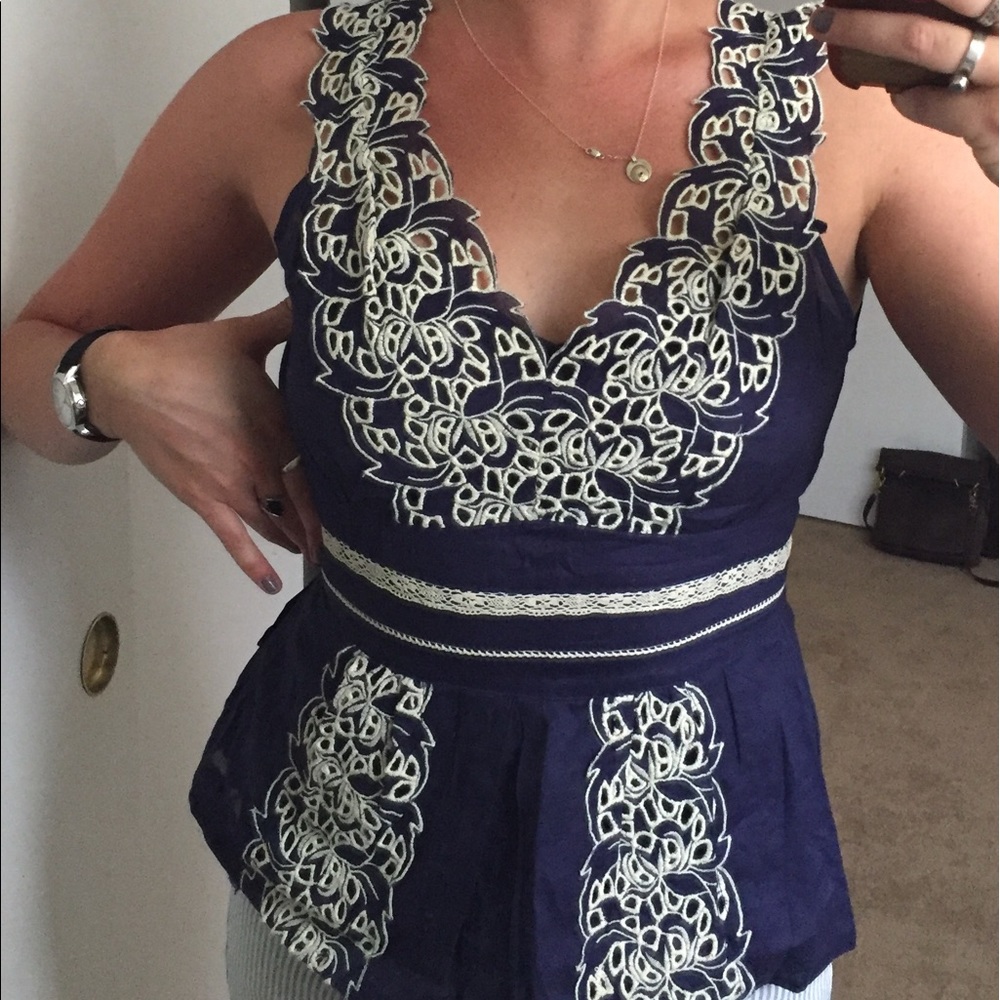 Anthropologie Structured Lace Tank