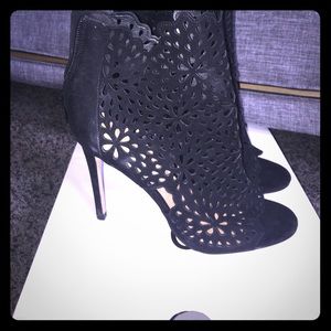 Aldo Black Floral Cutout Heels