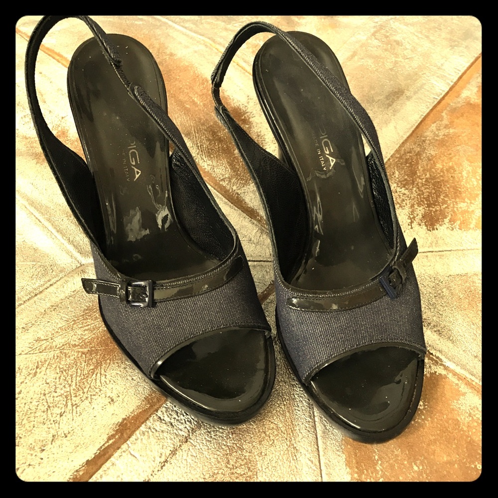 Via Spiga heels vintage Stacked Slingbacks
