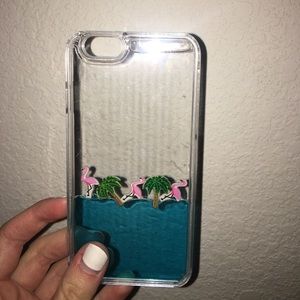 Flamingo and palm tree floating iPhone 6 case