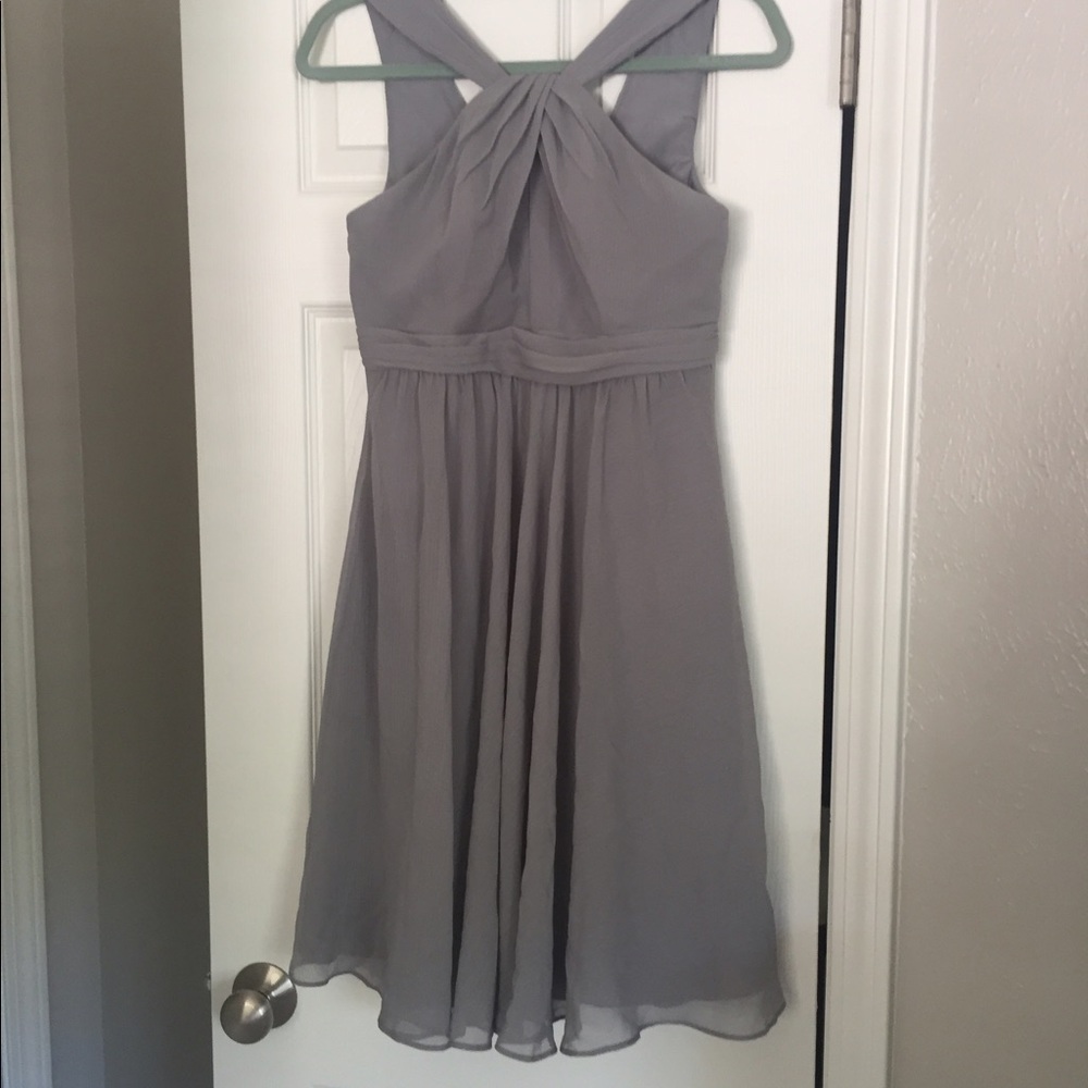 Jcrew Gray Short Halter Crinkle Chiffon Dress