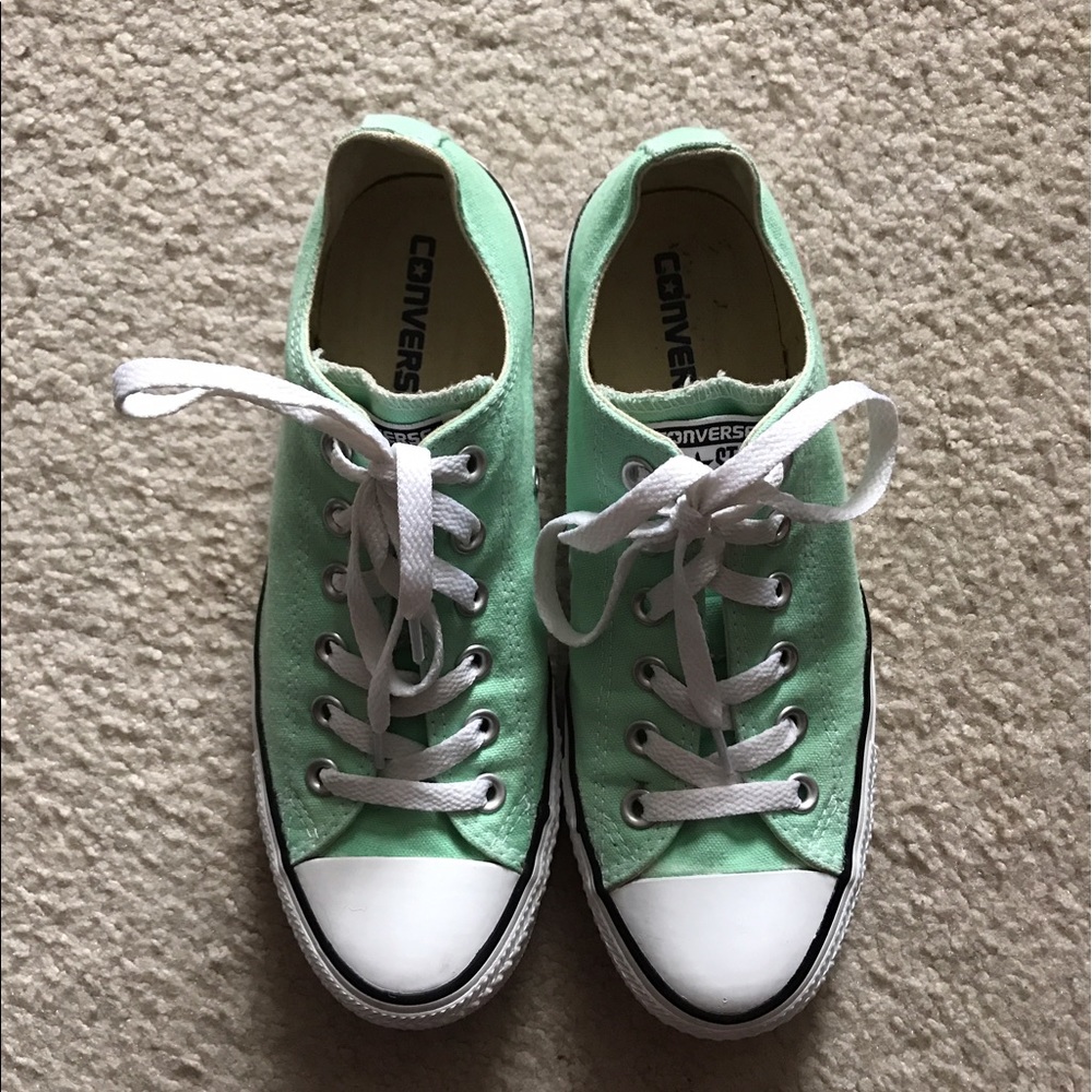 Mint colored Classic Converse size 8