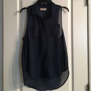Sheer navy button up tank from Hollister Co. SMALL
