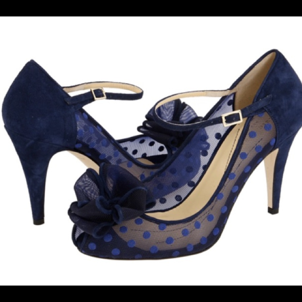 Kate Spade♠️Suede & polka dot mesh Mary Janes
