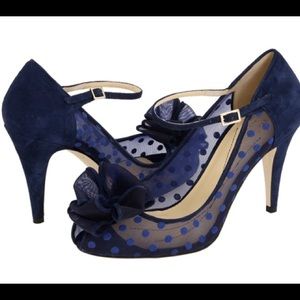 Kate Spade♠️Suede & polka dot mesh Mary Janes