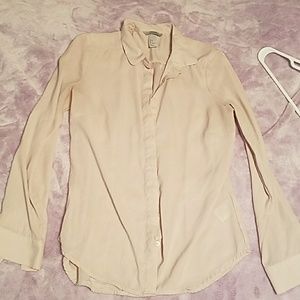 h&m taupe/nude button up shirt