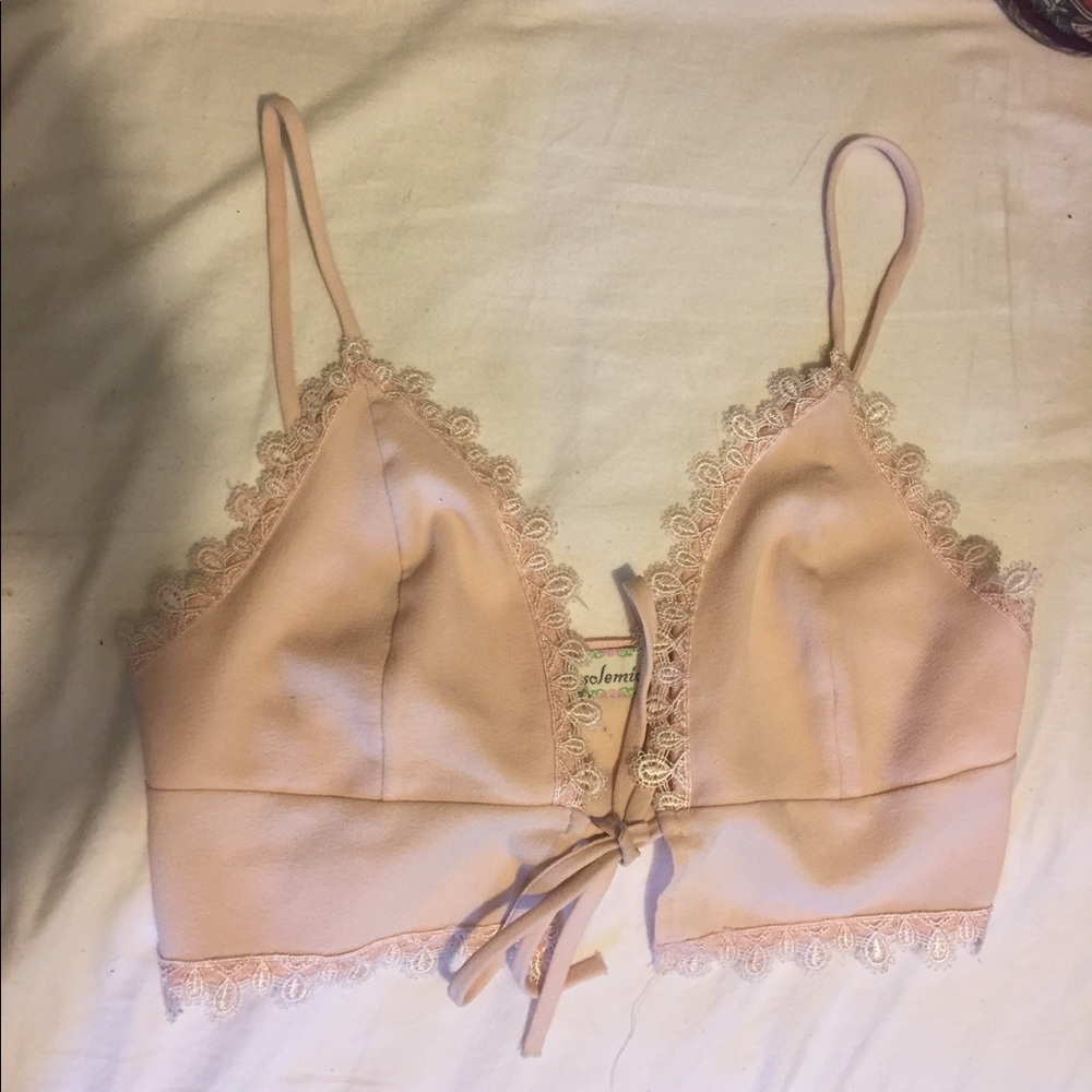 Pale pink lace crop