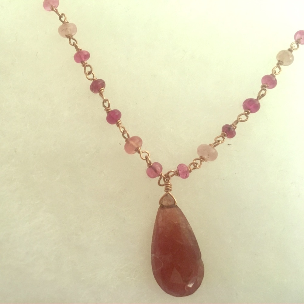 Pink Sapphire Rose Gold Necklace