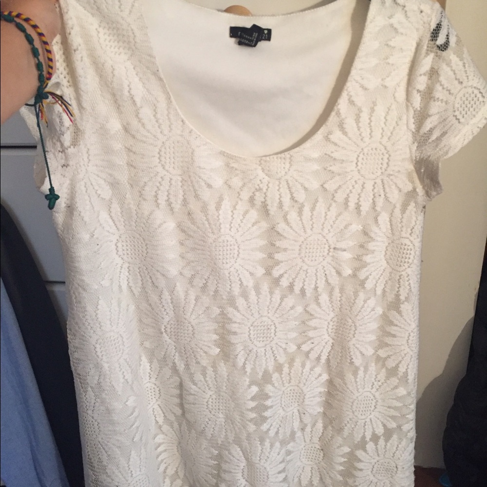 White/cream flower A line dress