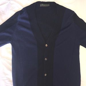 Etro Men's Blue Ribbed Cardigan Sweater (M)