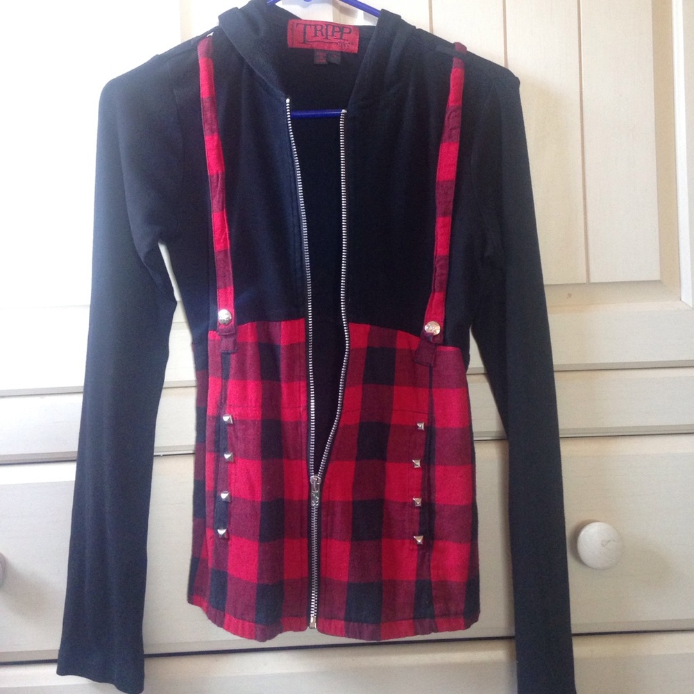 Plaid Zip Up Goth/Punk Hoodie TRIPP NYC