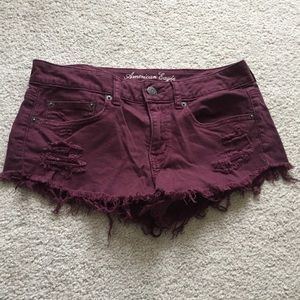 Maroon American Eagle jean shorts size 6