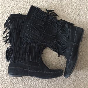 Black Fringe Boots