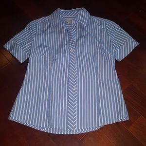 Blue & white striped Short sleeve button up