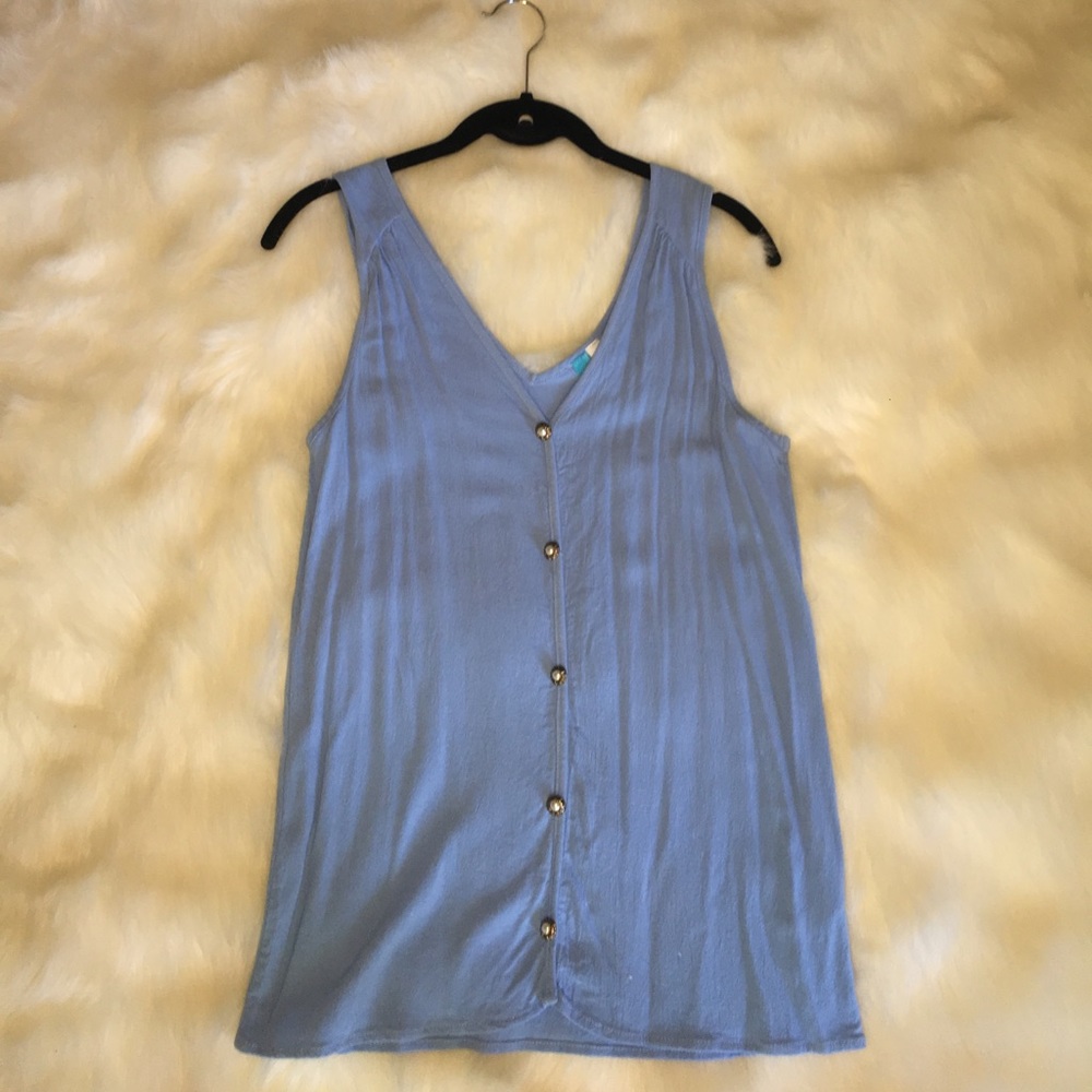 Light Blue Button Down Tank Top