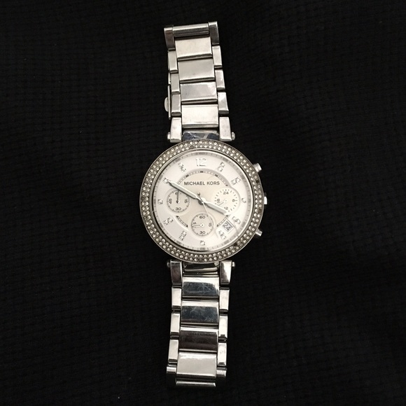 MICHAEL KORS Womens Parker Silver-Tone Watch - Picture 1 of 2