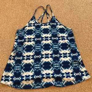 Blue Tie-Dye Pattern Strappy Blouse