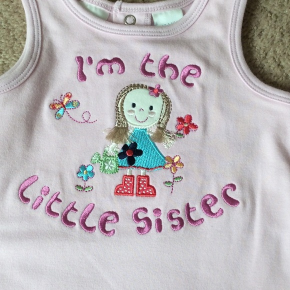 NEW girl 12m pink Onesie Little Sister - Picture 2 of 3