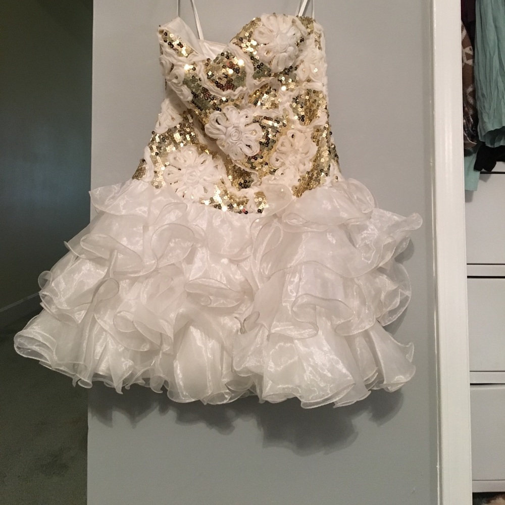 White and gold dress