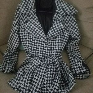 Black and white pea coat