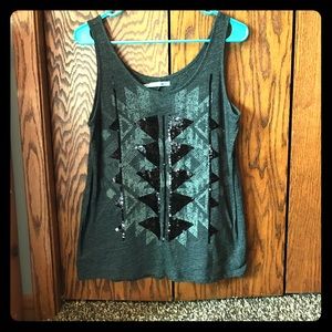Dark gray, black sequin tank top