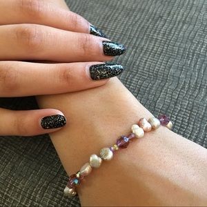 Cookie Lee Gem & Pearl beaded stretch bracelet