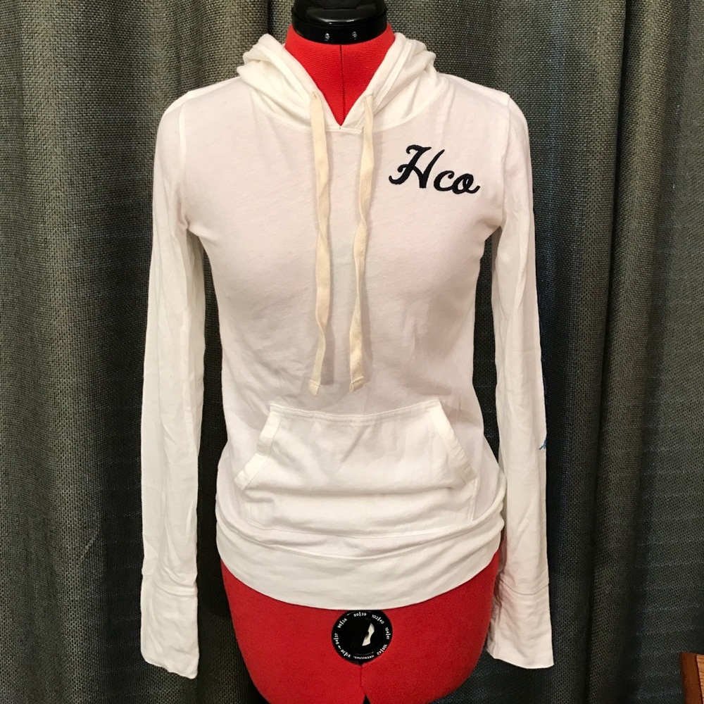 Hollister Off White Beige Long Sleeve Hoodie Shirt