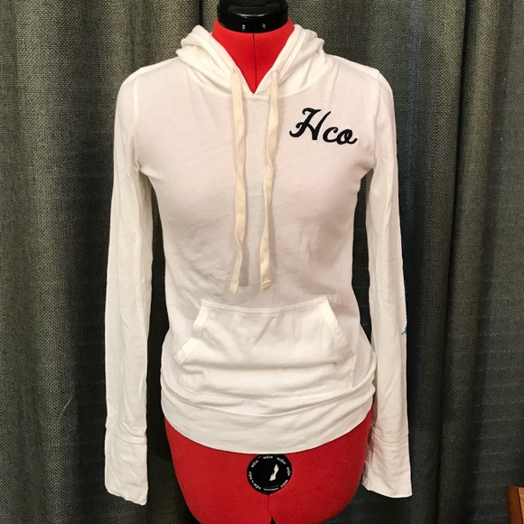 Hollister Off White Beige Long Sleeve Hoodie Shirt - Picture 1 of 6