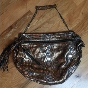 Metallic Ava Snake Embossed Hobo