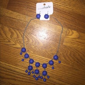 Blue necklace and earring set.
