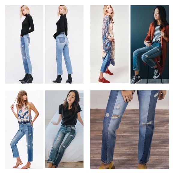 Free People Patchwork High Waist Crop Jeans. NWT. - Picture 2 of 4