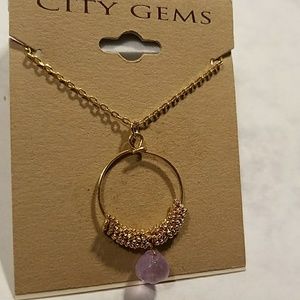 City Gems Circle Half Chain Amethyst Necklace