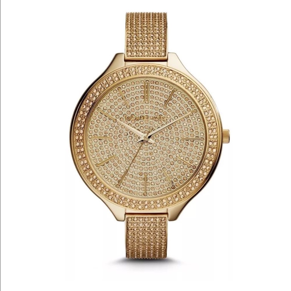 Michael Kors Skim Runway Gold Glitz Watch!