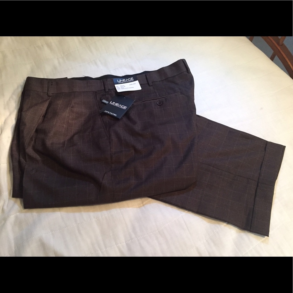 Brown windowpane dress men's trousers