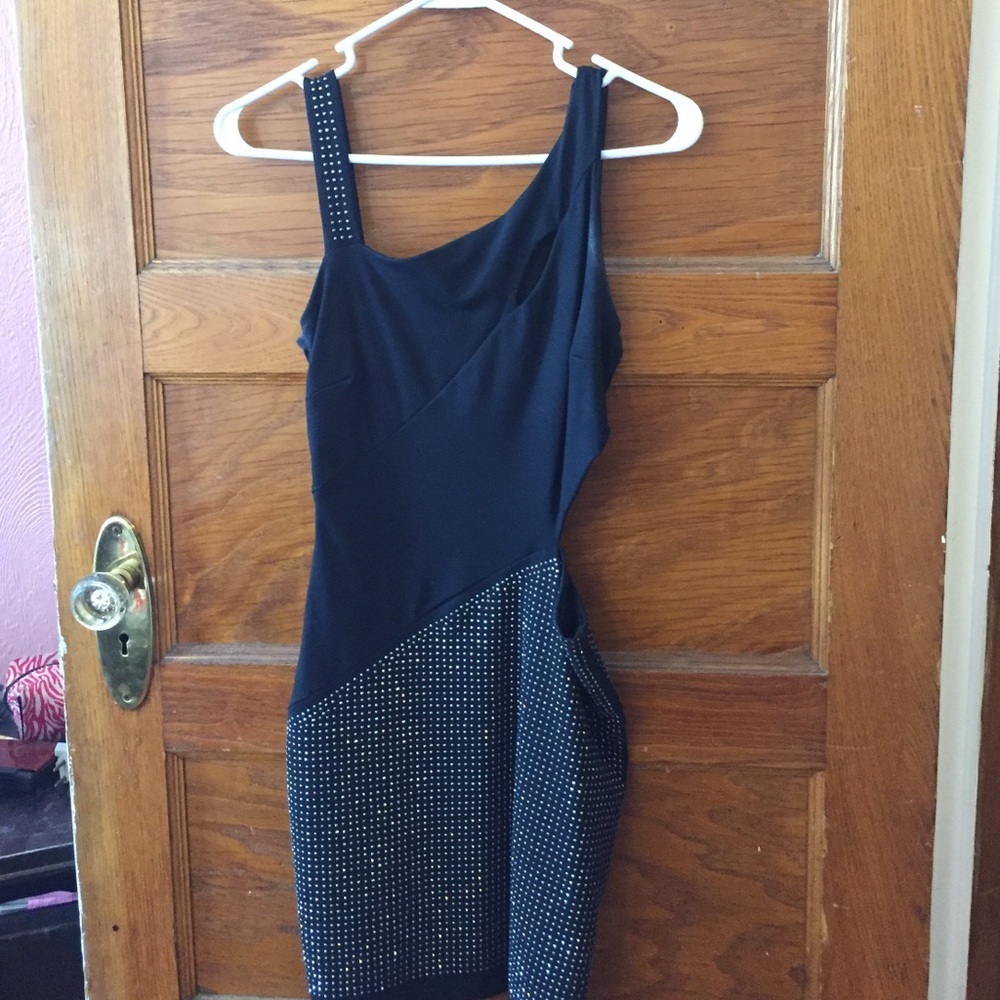 Black mini dress with slits