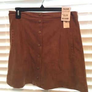 Button Suede Skirt