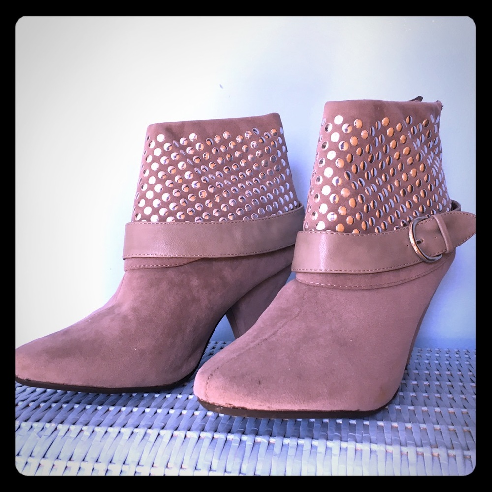 Gray faux suede booties