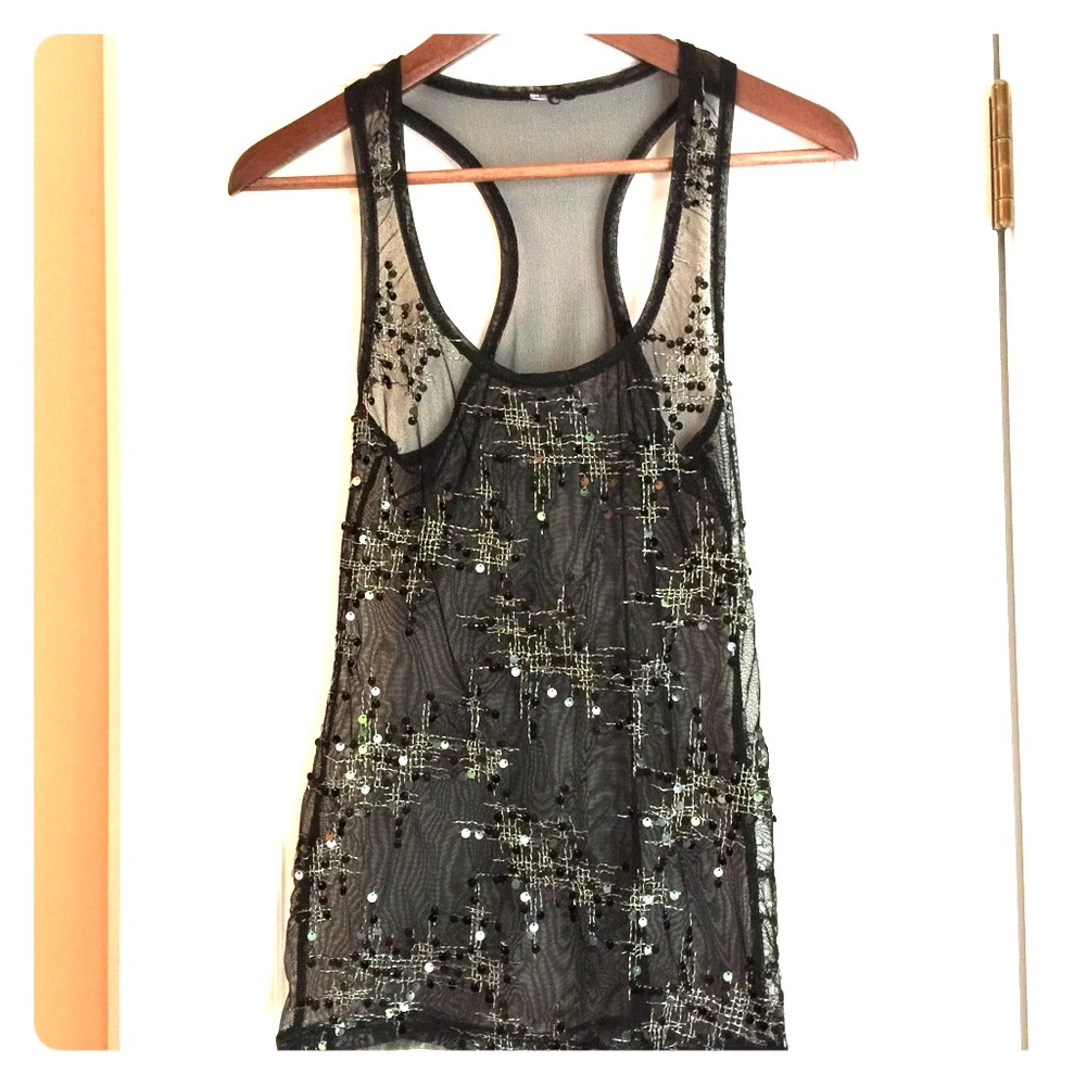 Sequin sheer black tank top. Sooo cute!!!
