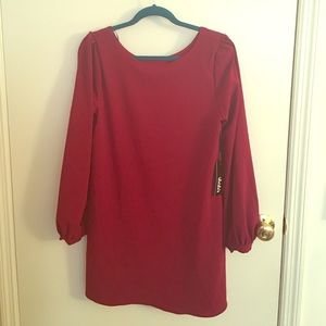 Maroon long sleeve shift dress- Lulu's