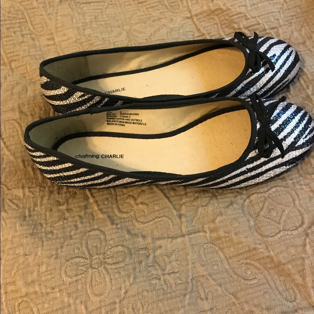 Zebra print sequins ballet flats