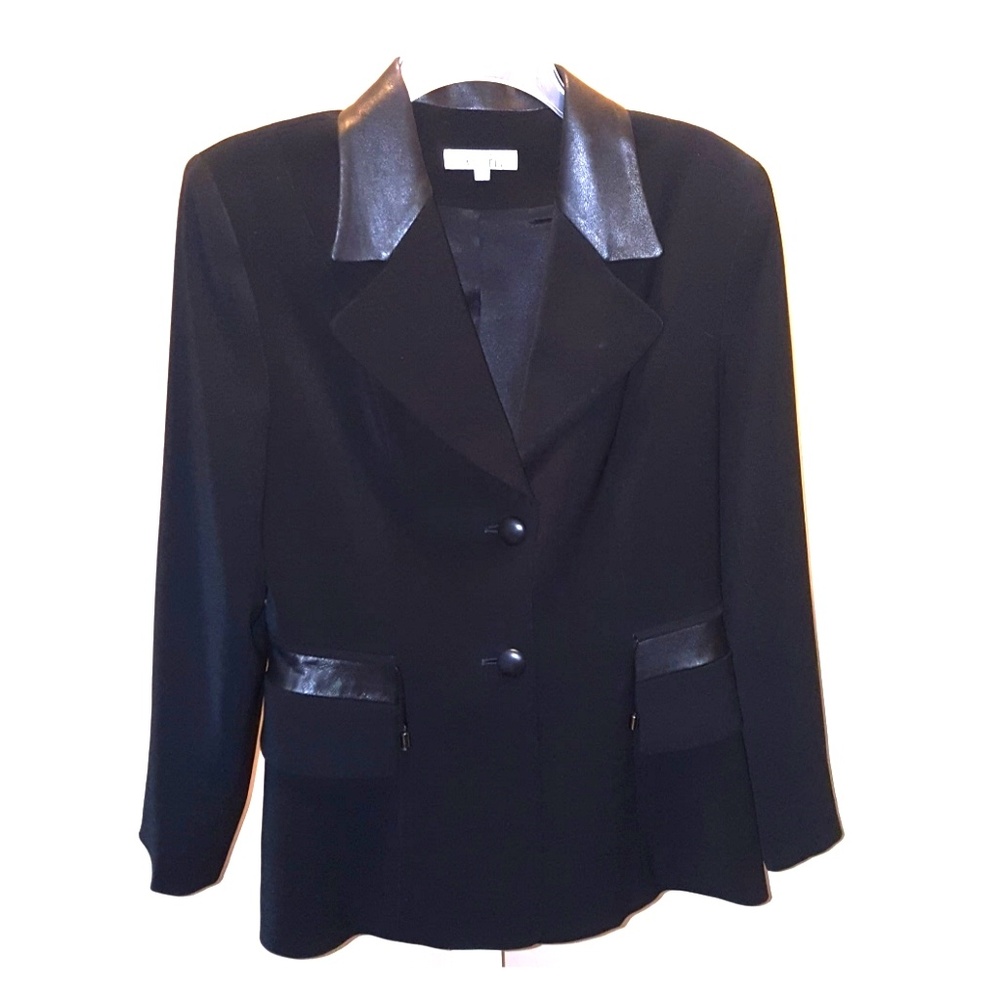 Chantelle Leather Collar - Trim Black Blazer