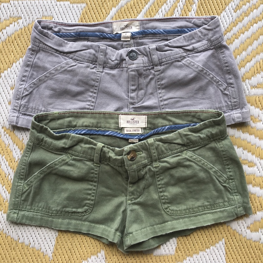Low Rise Hollister Shorts (2 Pair, Green & Grey)