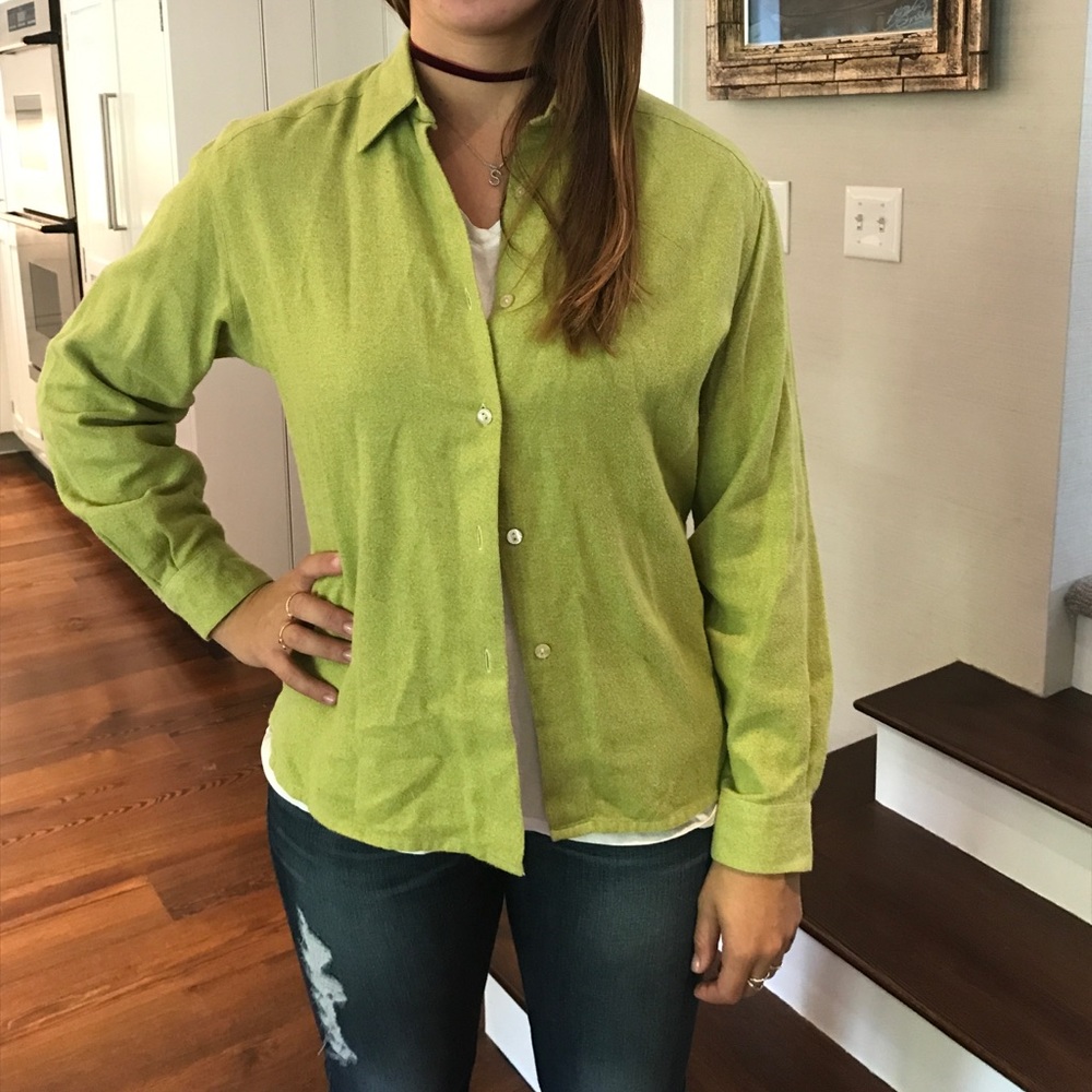 Lime green button down cotton button down