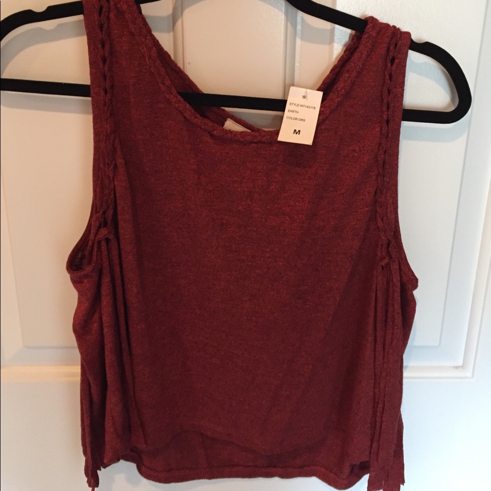 Red braided tank top