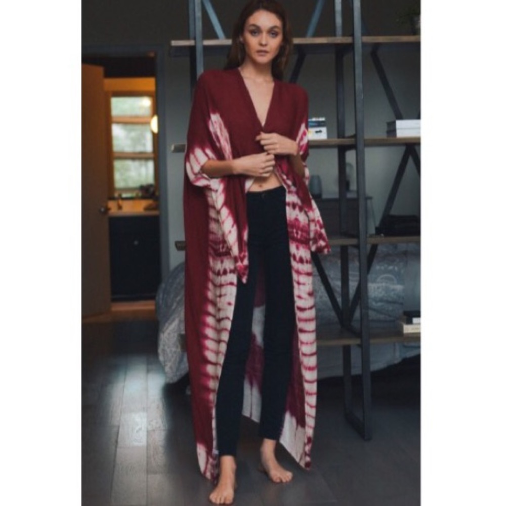 Last 1 New Boho Tie- Dye Kimono Long Cardi-Wrap - Picture 6 of 8